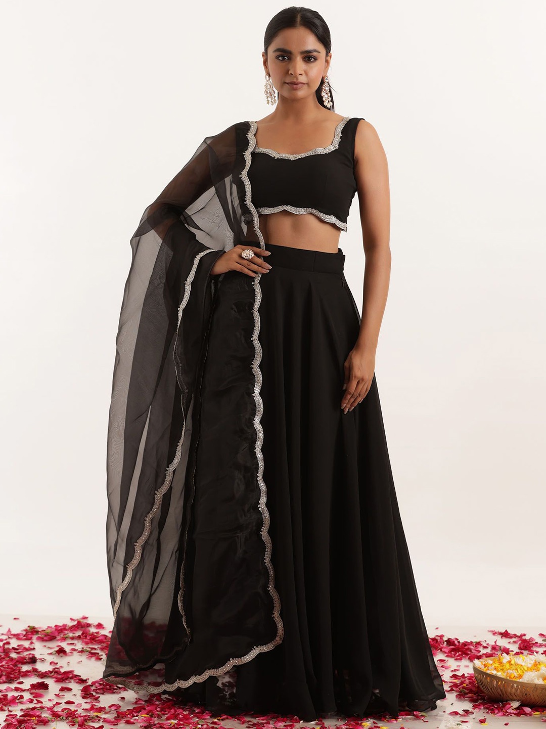 

DEASHA INDIA Leela Gotta Patti Ready to Wear Lehenga & Blouse With Dupatta, Black