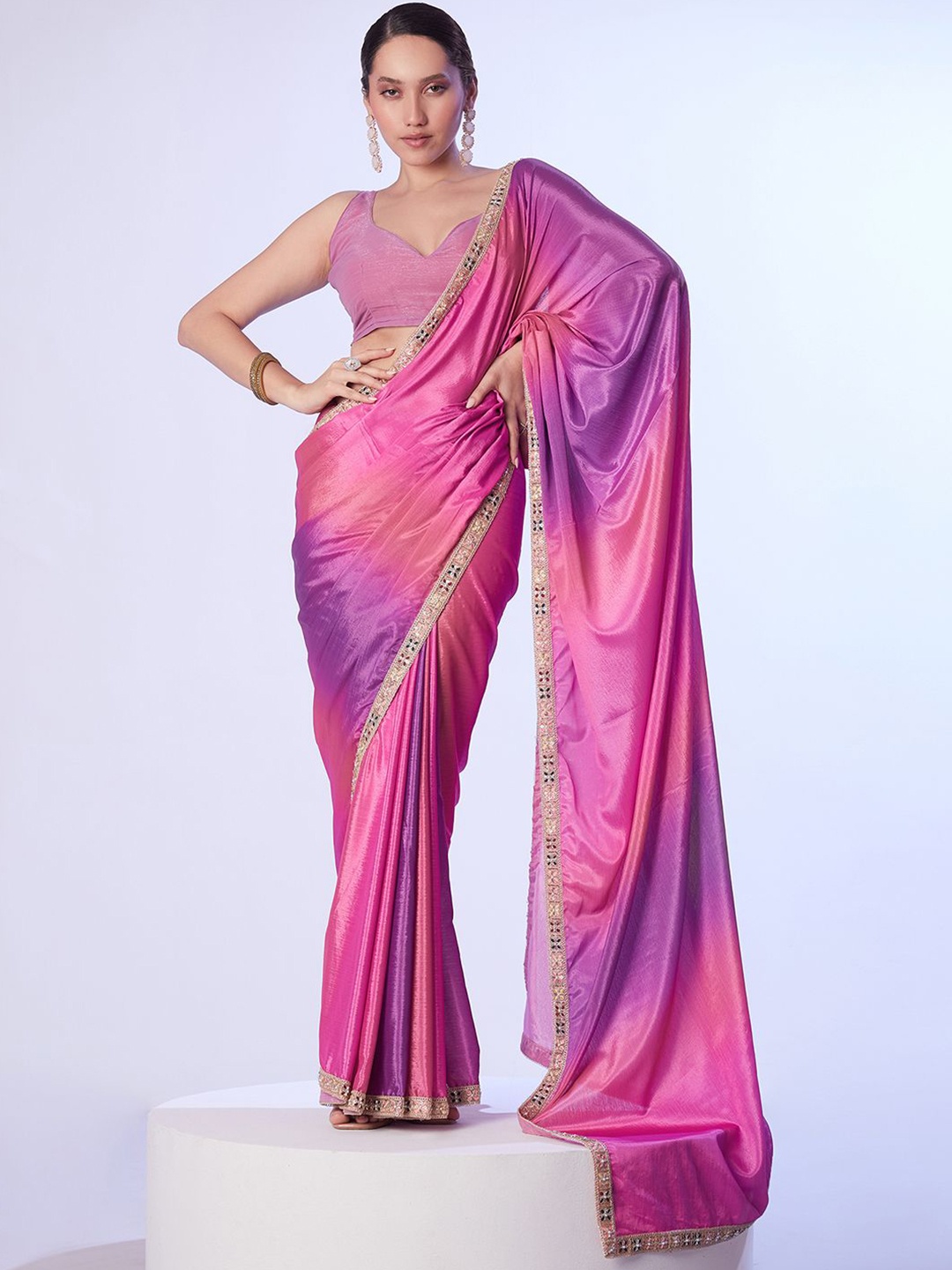 

Satrani Ombre Saree, Pink