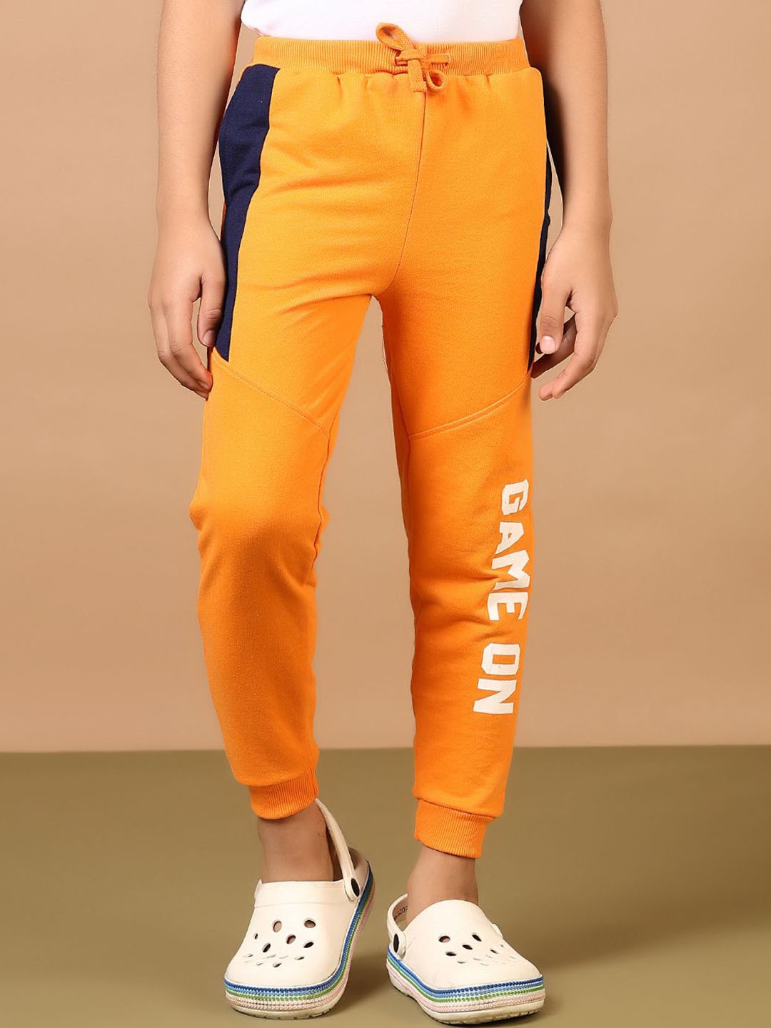 

V-Mart Boys Printed Cotton Joggers, Orange