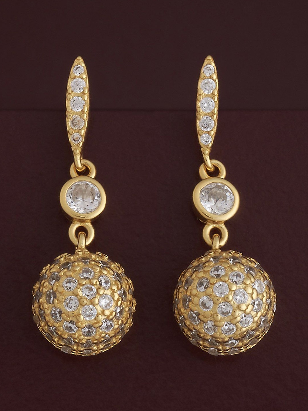 

Kushal's Fashion Jewellery 92.5 Silver Gold-Plated Zircon Classic Drop Earrings, White