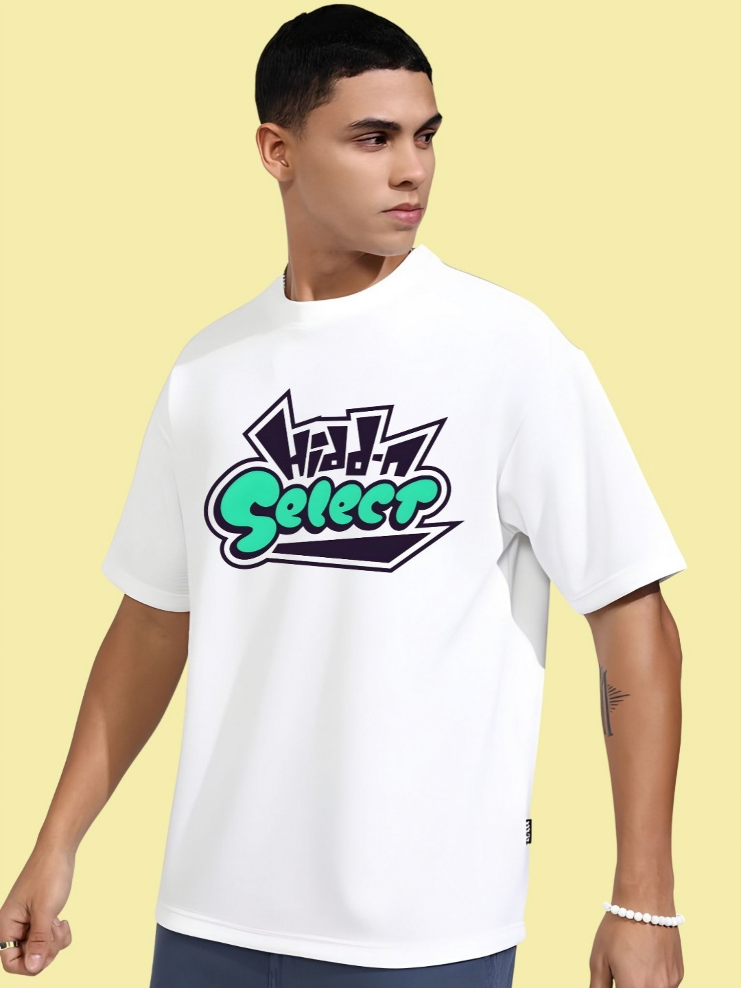 

THE BEETEL HOUSE Men Drop-Shoulder Sleeves T-shirt, White