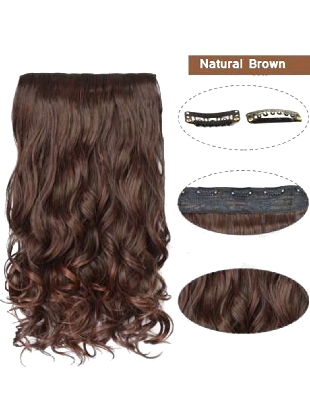 

camola deva 5 Clip-In Ponytail Wavy Hair Extension - Natural Brown - 24 Inch