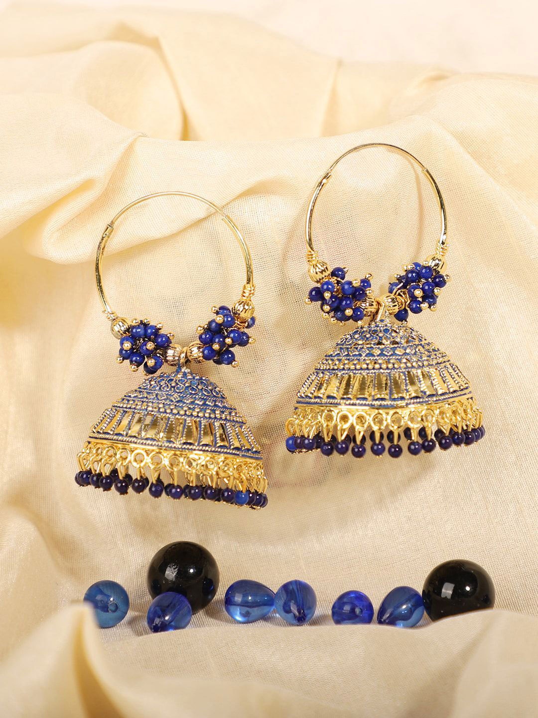 

Anouk Gold Plated Dome Shaped Jhumkas Earrings, Blue