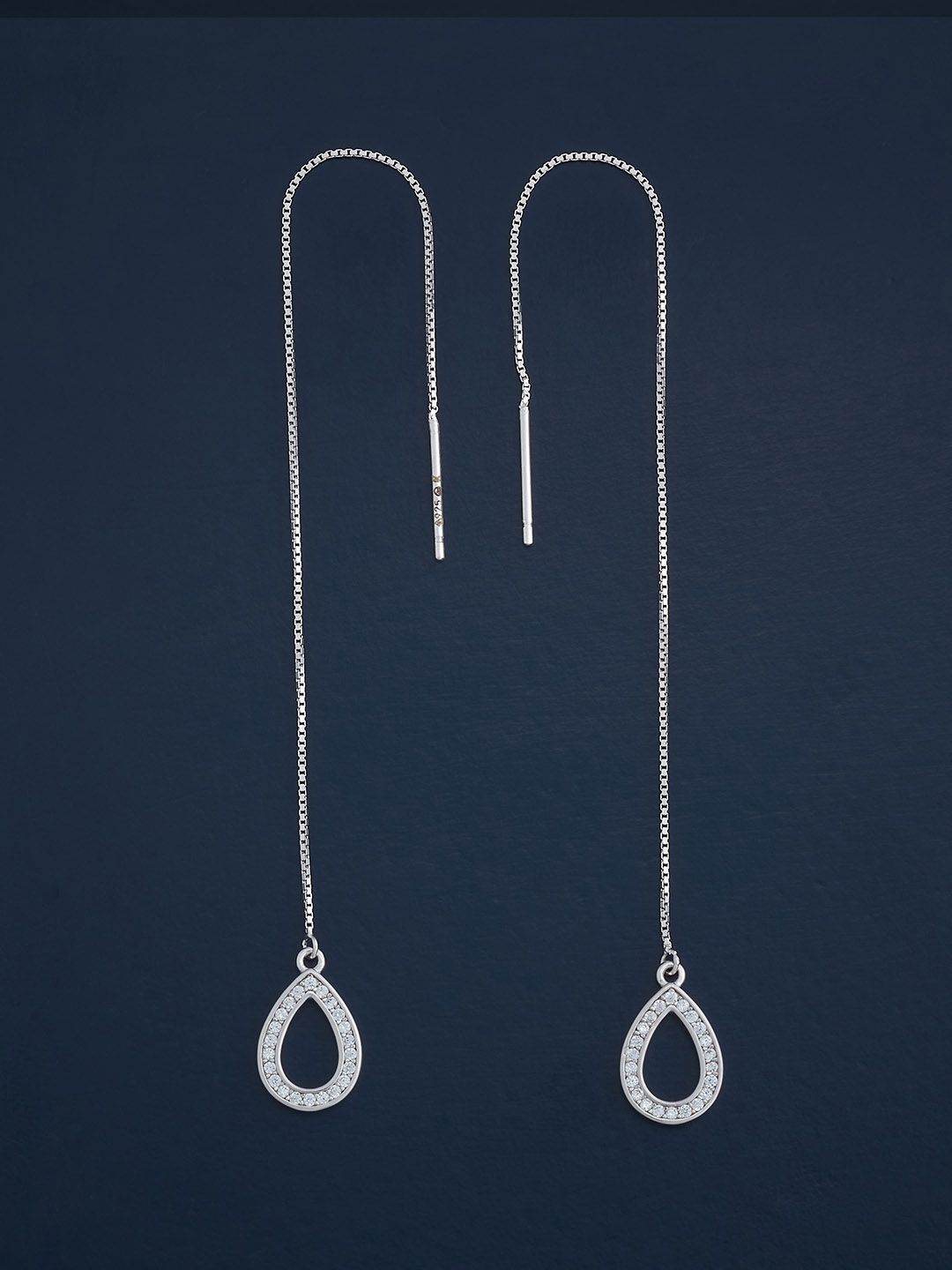

Kushal's Fashion Jewellery 92.5 Silver Rhodium-Plated CZ Classic Drop Earrings