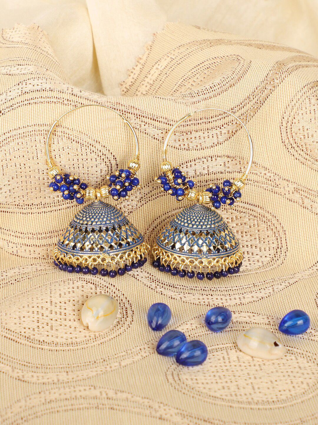 

Anouk Gold Plated Dome Shaped Jhumkas Earrings, Blue