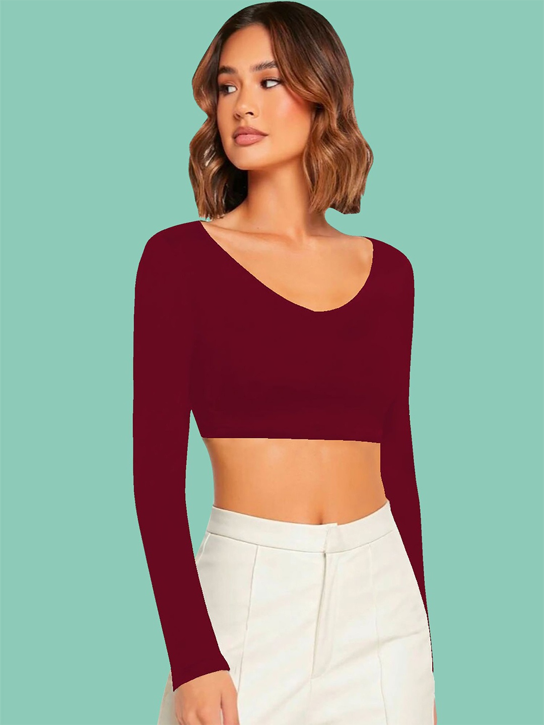 

Dream Beauty Fashion Crop Top, Maroon
