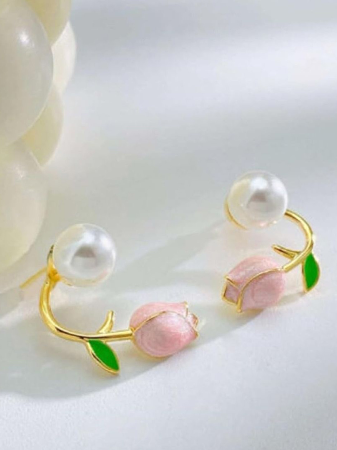 

Celestique Korean Pearls Beaded Floral Shaped Studs, Gold
