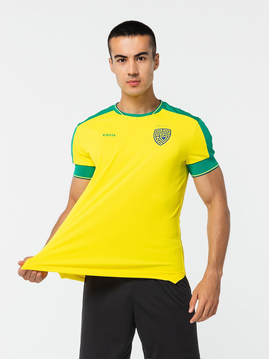 

Kipsta By Decathlon Men Solid Round Neck T-shirt, Yellow