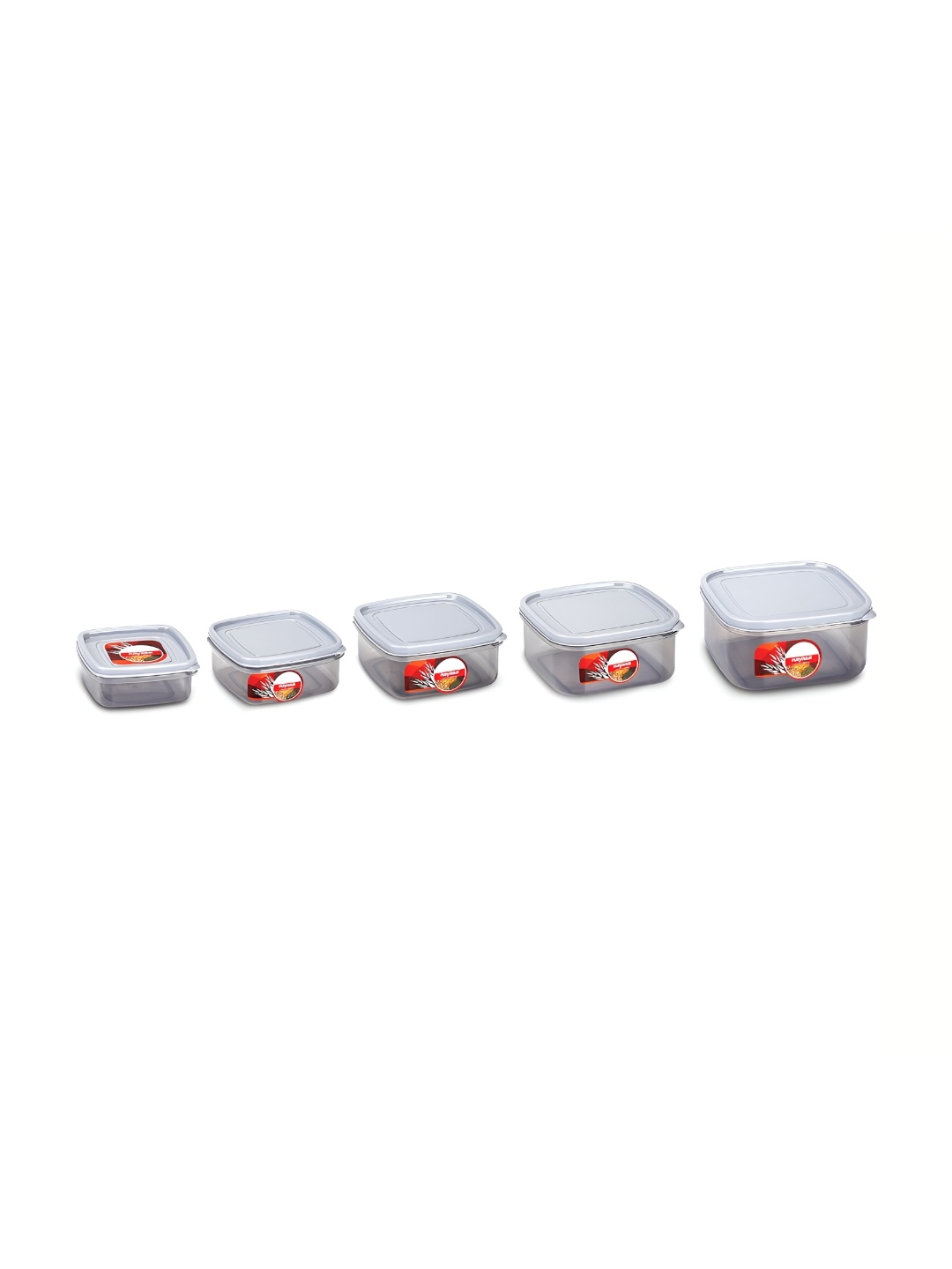 

Nayasa Set Of 5 Grey Easy to Clean Plastic Storage Container