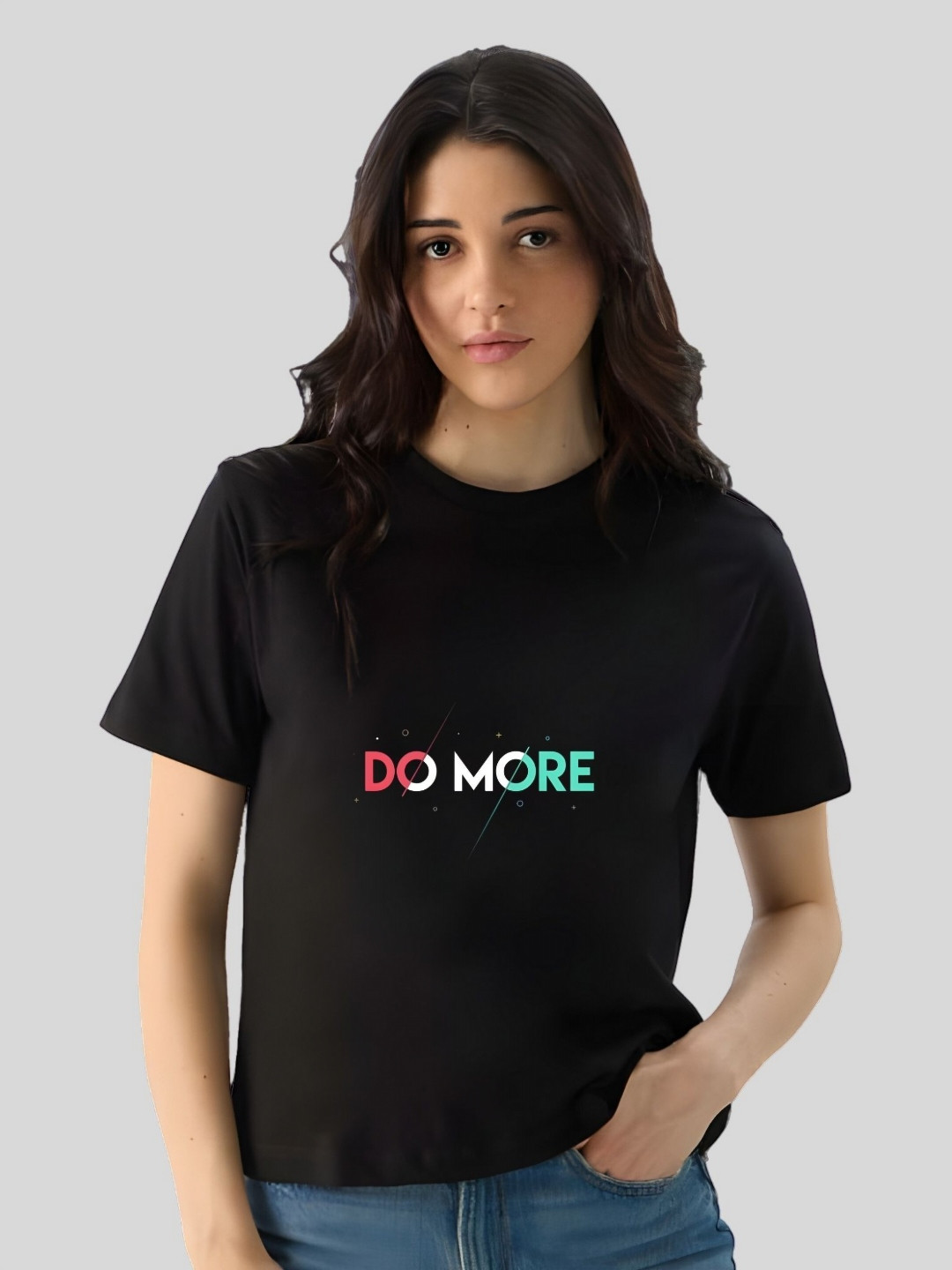 

Moda Rapido Women Typography Printed Round Neck Cotton T-shirt, Black