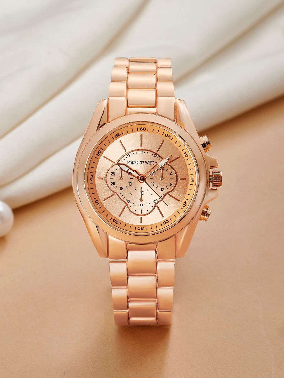 

JOKER & WITCH Women Embellished Dial & Bracelet Style Straps Analogue Watch AMWW870, Rose gold