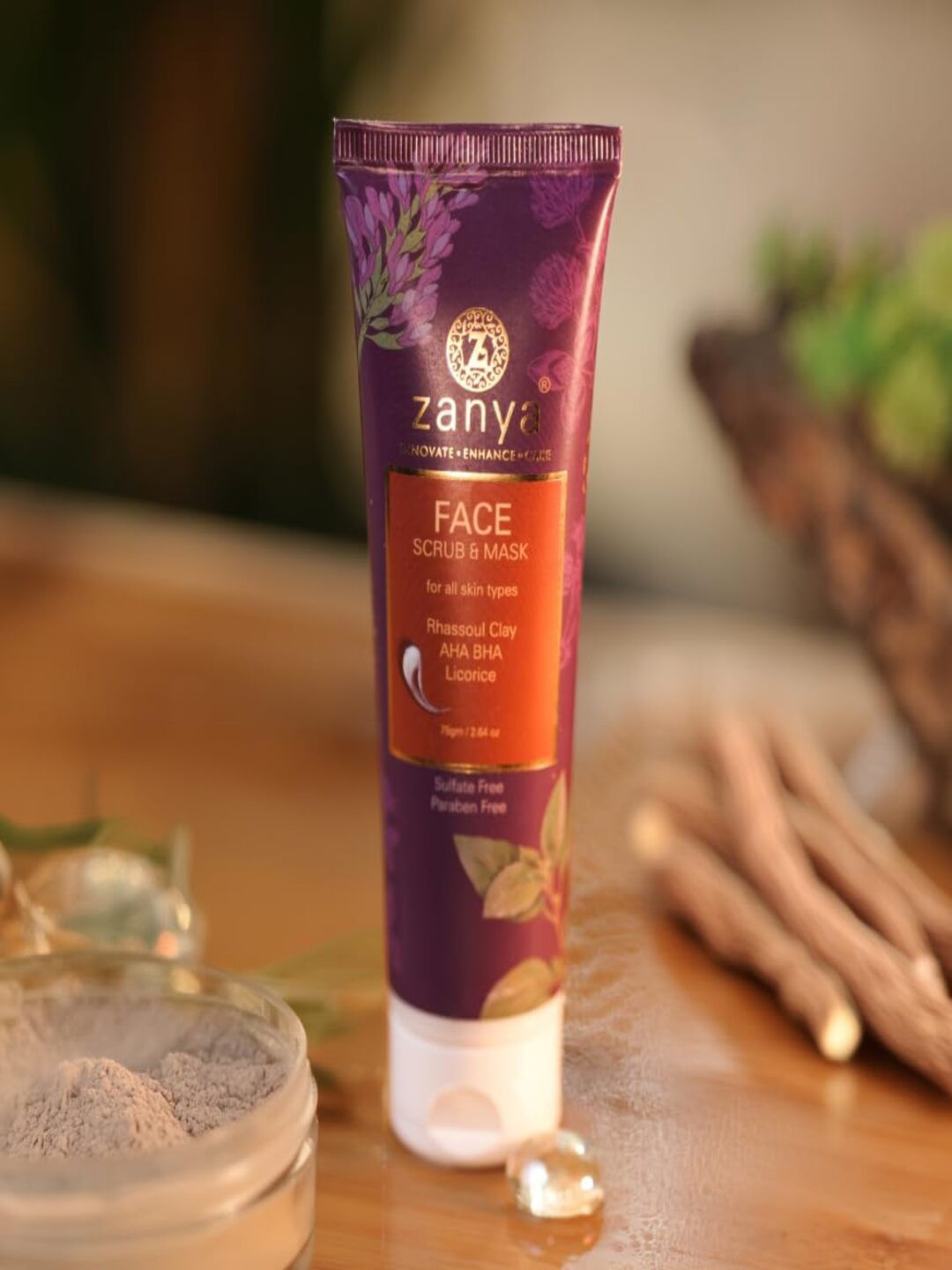 

Zanya Face Scrub & Mask With Basil Extract - 75 g, Purple