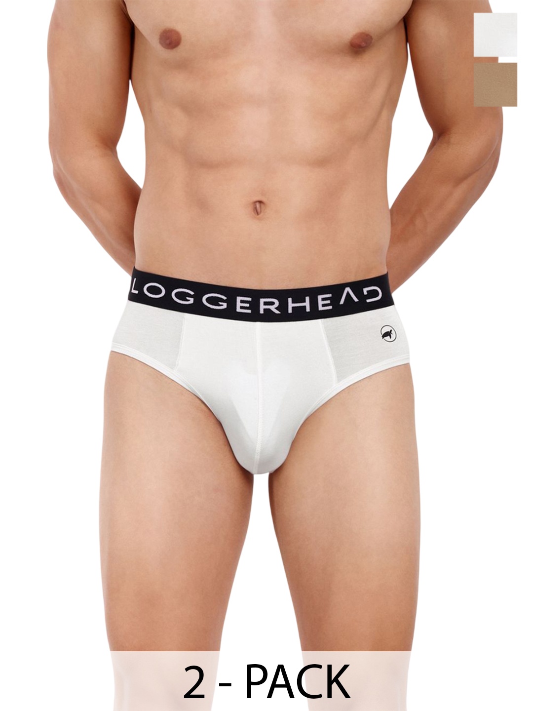 

LOGGERHEAD Pack Of 2 Cotton Hipster Briefs LHMB013-Sinopia-White