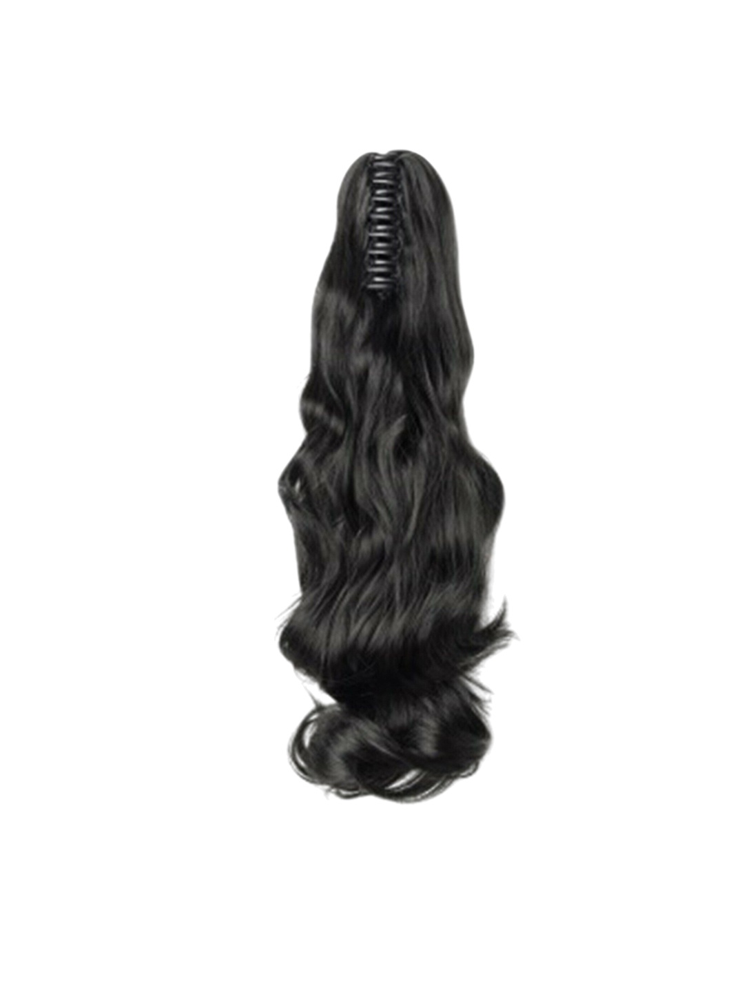 

camola deva Clip-In Wavy Step-Cut Style Ponytail Hair Extension - Black - 18 Inch