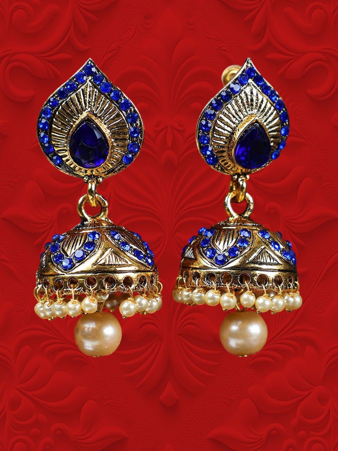 

Anouk Gold-Plated Artificial Stones And Beads Beaded Dome Shaped Jhumkas