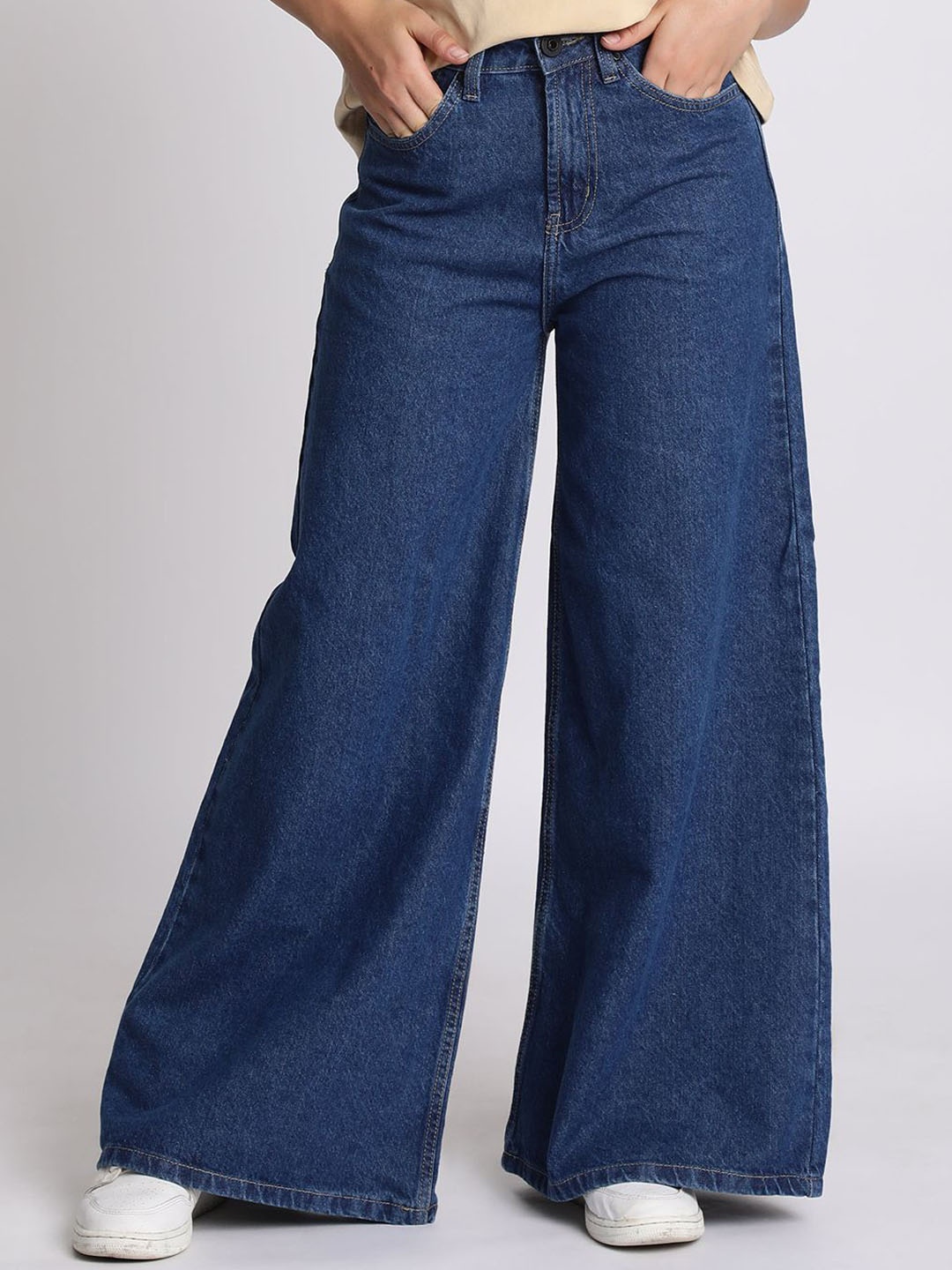 

The Roadster Lifestyle Co Cotton Super Wide Leg Jeans, Blue