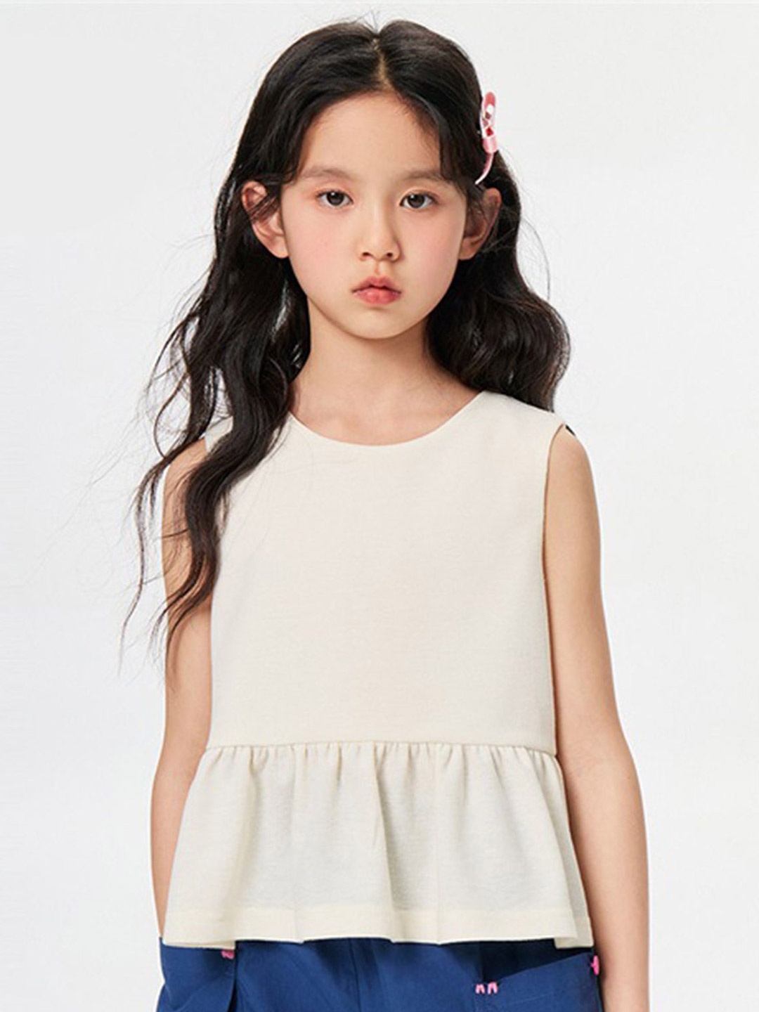 

LULU & SKY Girls Peplum Top, Off white