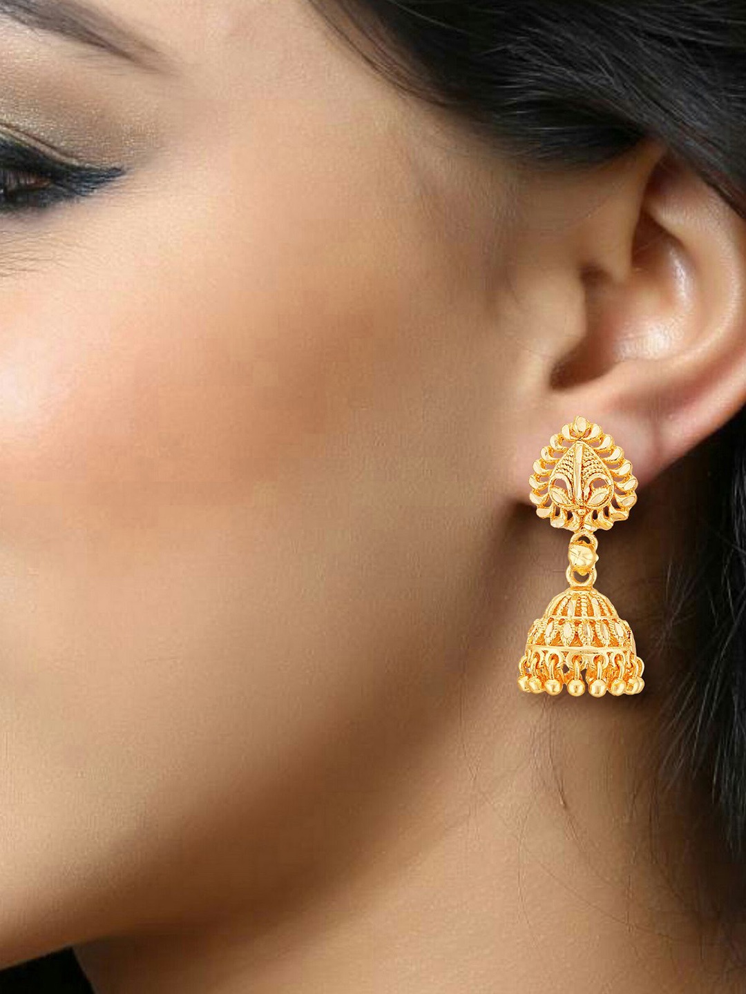 

DIVASTRI Gold-Plated Dome Shaped Jhumkas