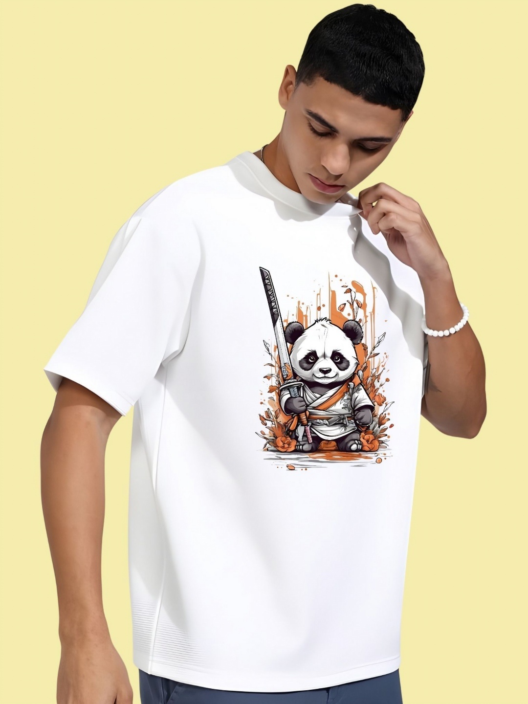 

THE BEETEL HOUSE Men Drop-Shoulder Sleeves T-shirt, White