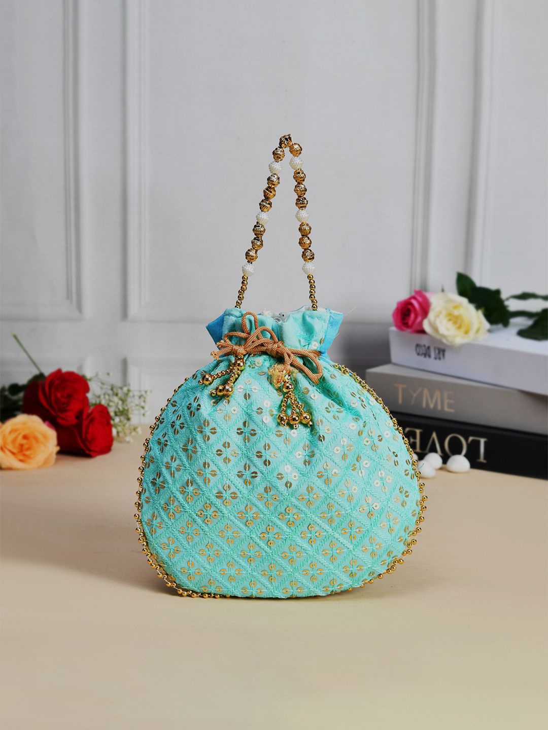 

Kuber Industries Sequins Embellished Potli Bag, Blue