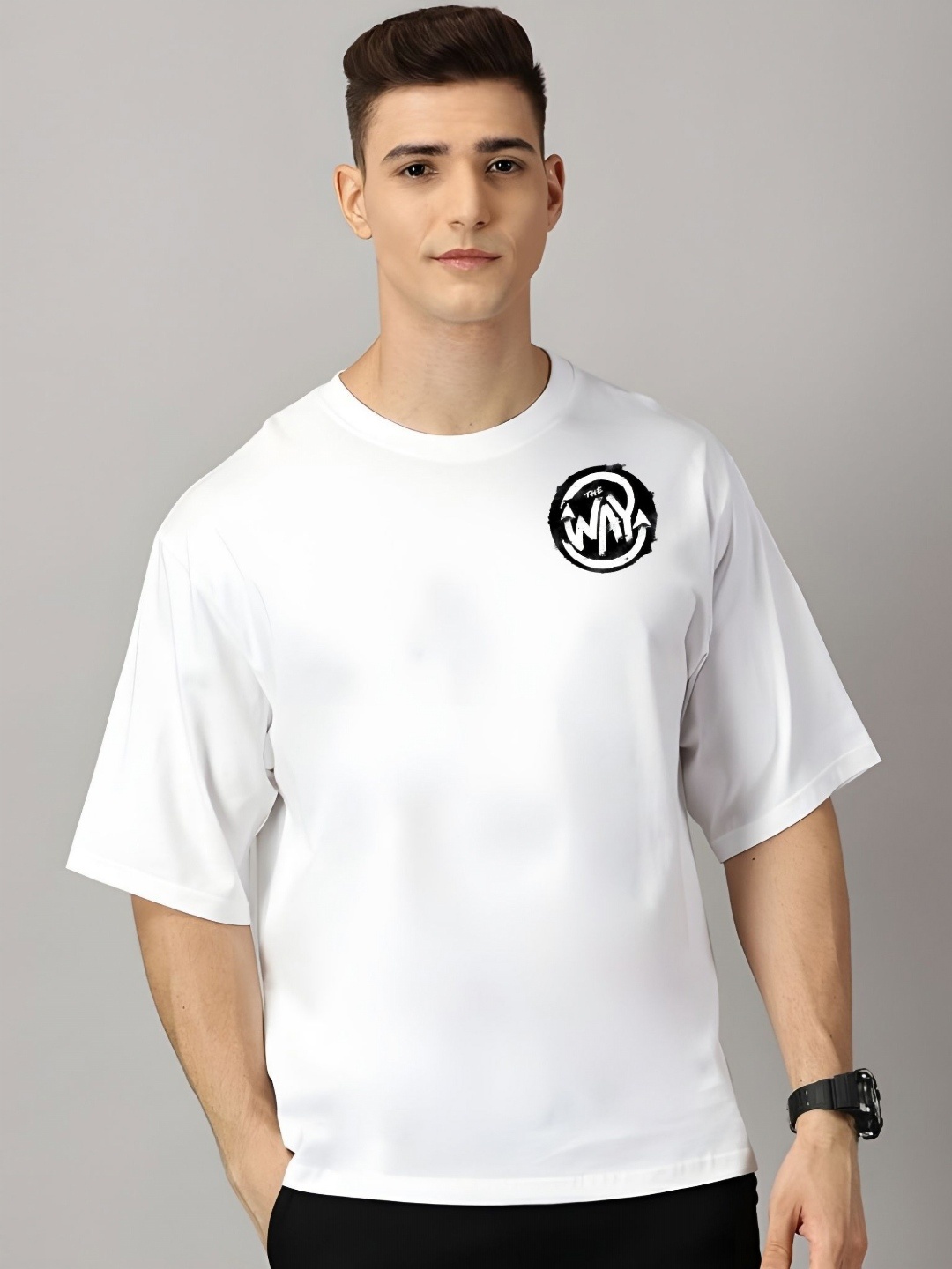 

Moda Rapido Men Drop-Shoulder Sleeves T-shirt, White