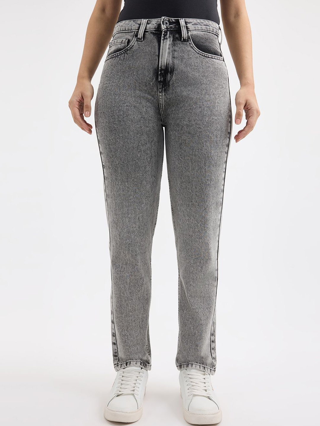 

Pepe Jeans Women Slim Fit High-Rise Heavy Fade Jeans, Grey
