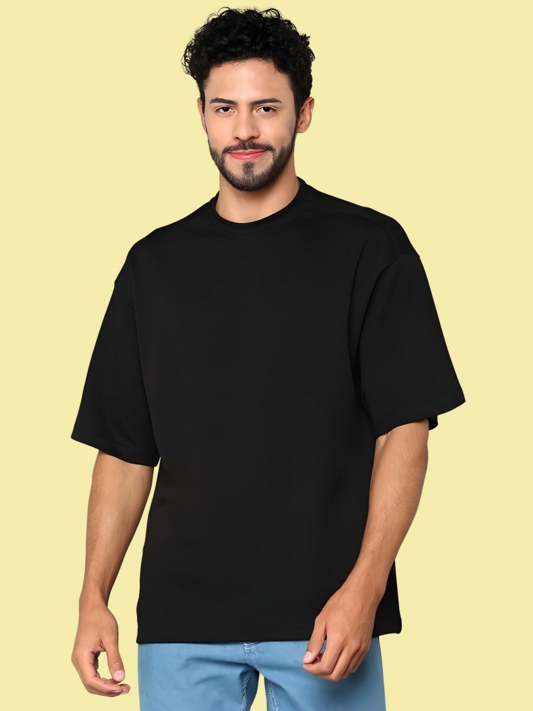 

THE BEETEL HOUSE Men Drop-Shoulder Sleeves T-shirt, Black