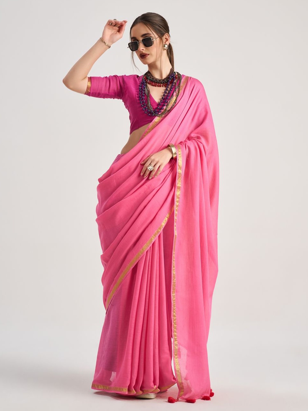 

Suha Pure Cotton Saree, Pink