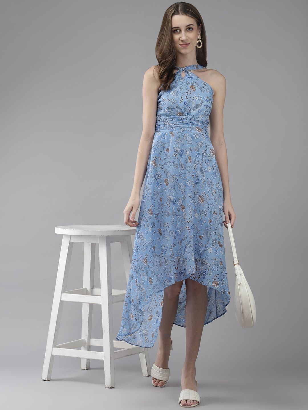 

CORSICA Women's Floral Print A-Line Sleeveless Midi Dress, Blue