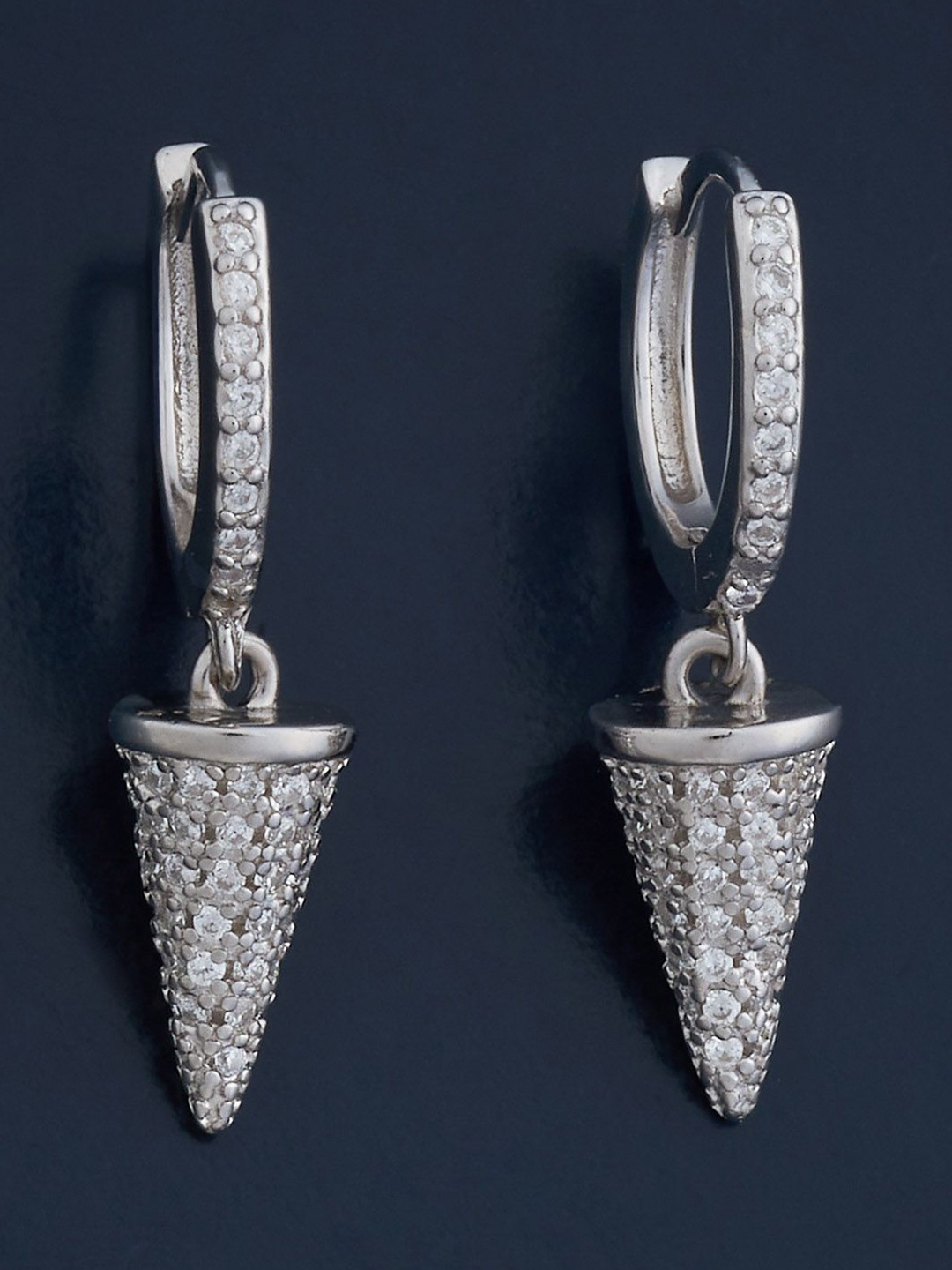 

Kushal's Fashion Jewellery 92.5 Silver Rhodium-Plated Zircon Hoop Earrings