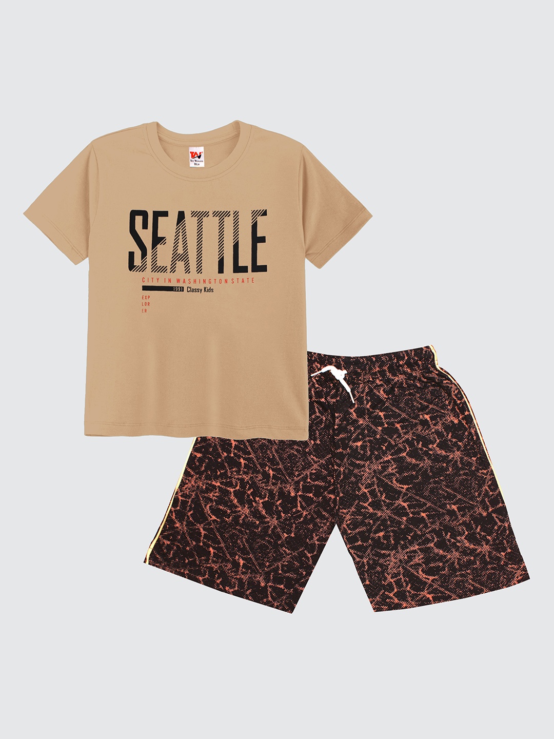 

Tee Weavers Boys Printed Night suit, Beige