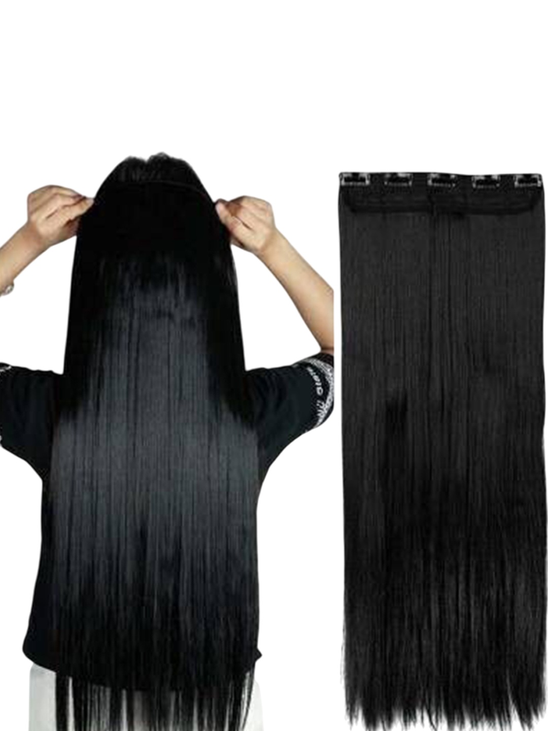 

camola deva 5 Clip Straight Hair Extension - Natural Black - 22 Inch