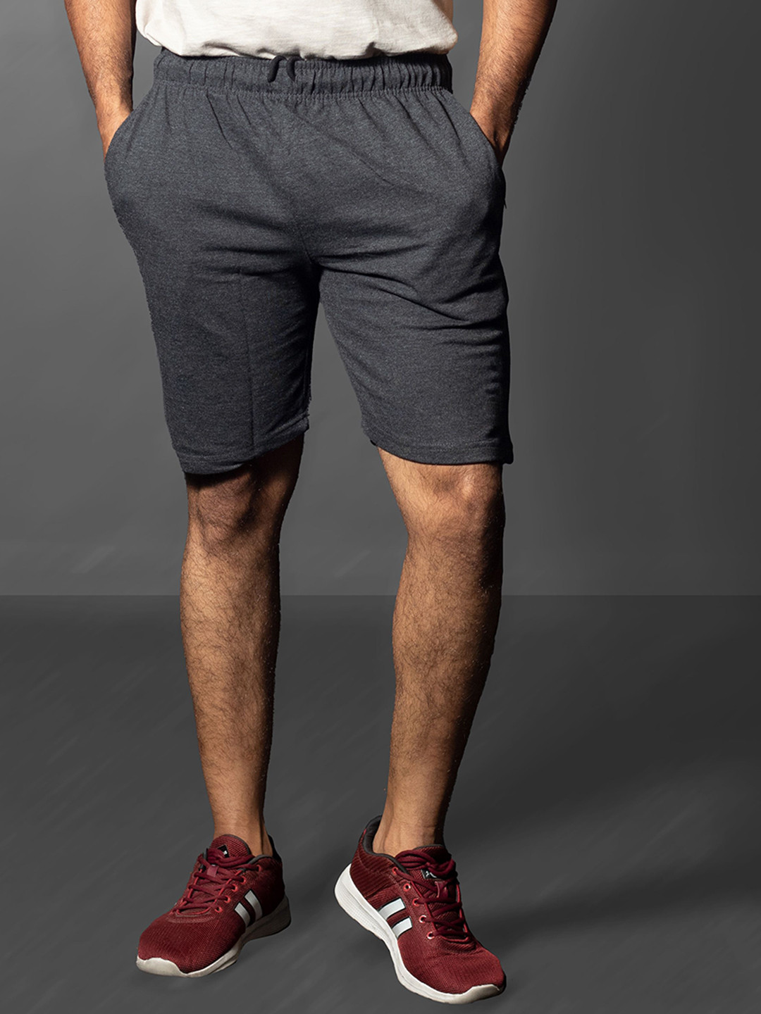 

Moda Rapido Men Regular Fit Mid-Rise Cotton Shorts, Charcoal