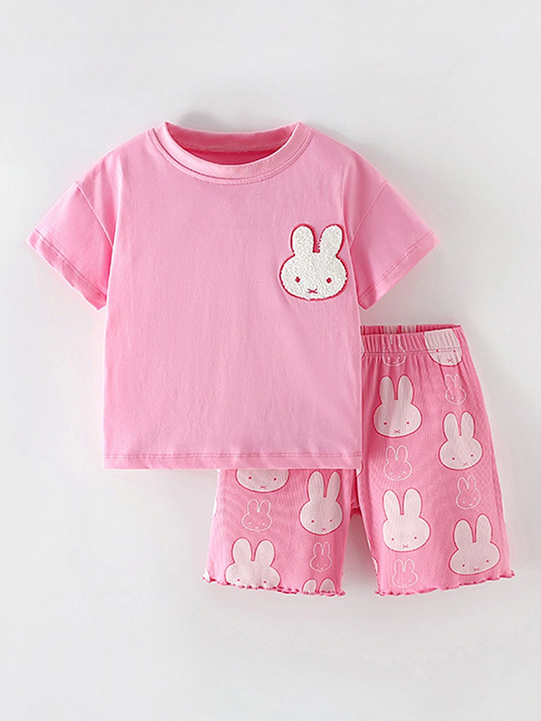 

LULU & SKY Girls Printed Night suit, Pink