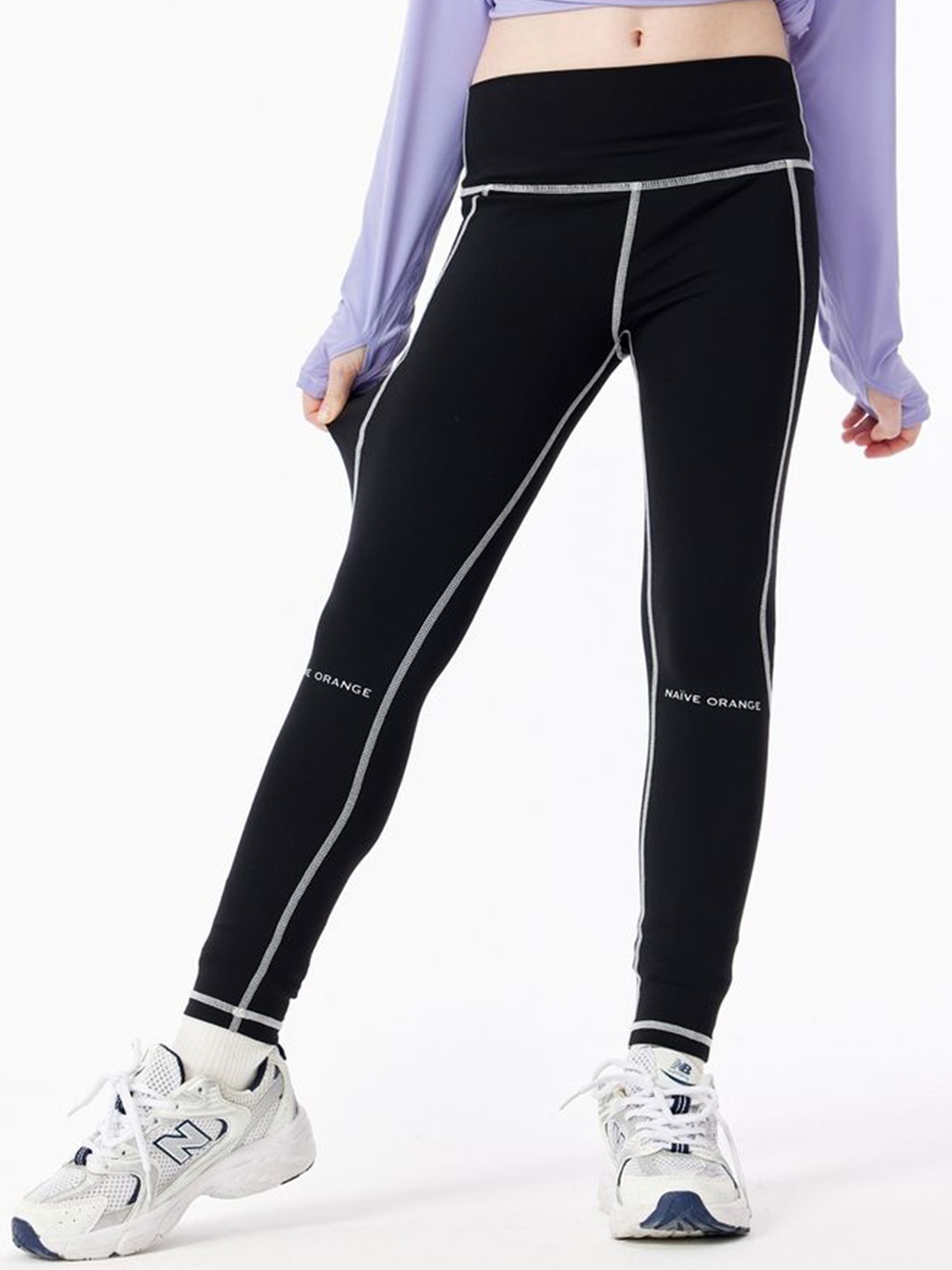 

LULU & SKY Girls Contrast Stitch Activewear Tights, Black
