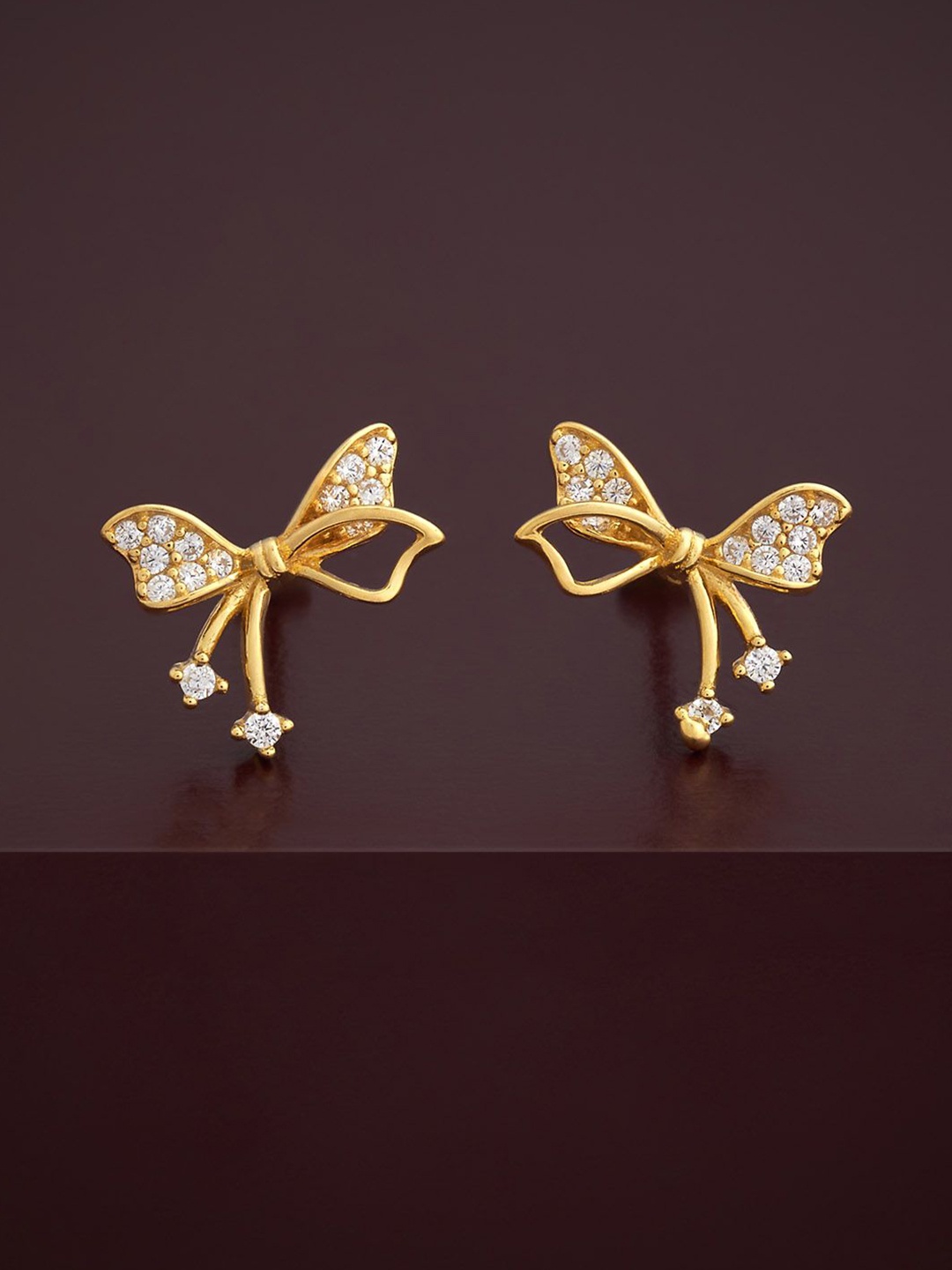 

Kushal's Fashion Jewellery 92.5 Silver Gold-Plated CZ Classic Studs Earrings