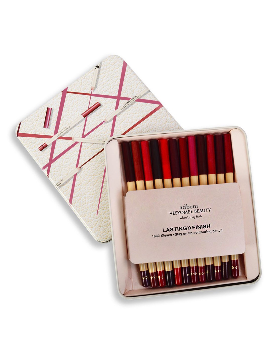 

Adbeni Set Of 12 Veeyomee Beauty Bold Matte Lip Liner- 3.8 g Each, Multi