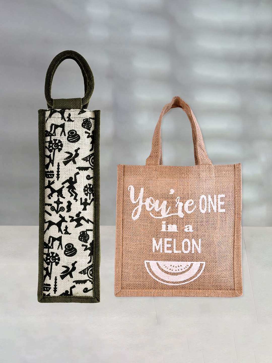 

Kuber Industries Set of 2 Other Prints Lunch bags Travel Accessory, Green