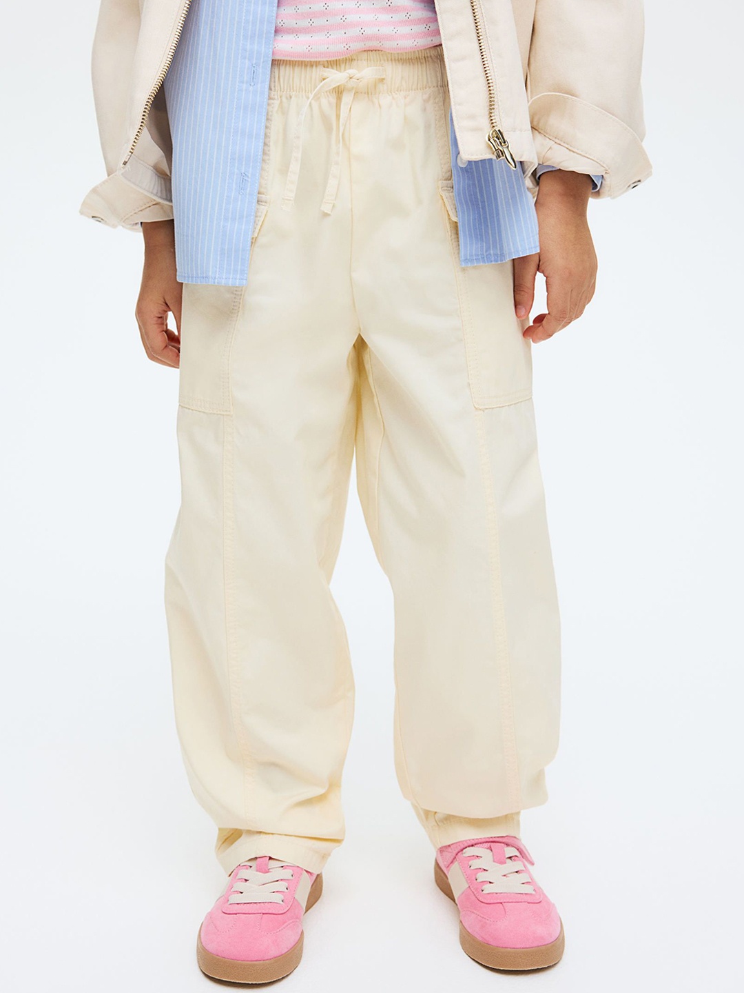 

H&M Cotton Cargo Trousers, Yellow
