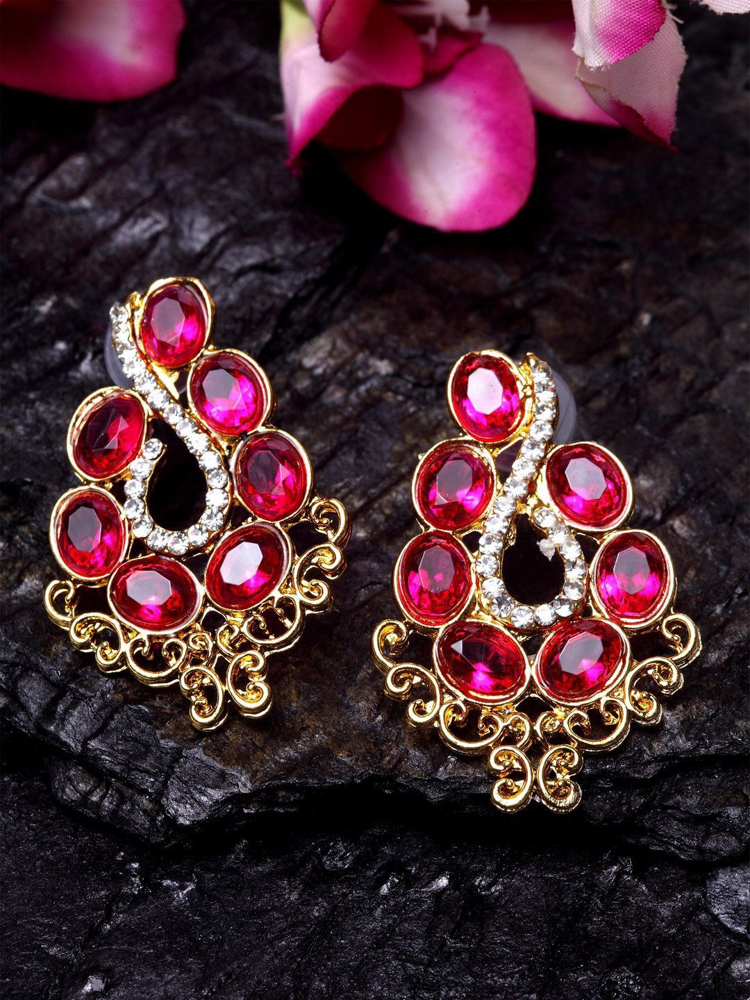 

Anouk Goldplated Contemporary Shaped Drop Earrings, Magenta