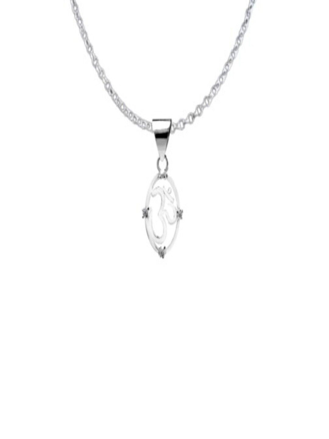 

Paavni 925 Sterling Silver Cubic Zirconia Studded Contemporary Shaped OM Pendant