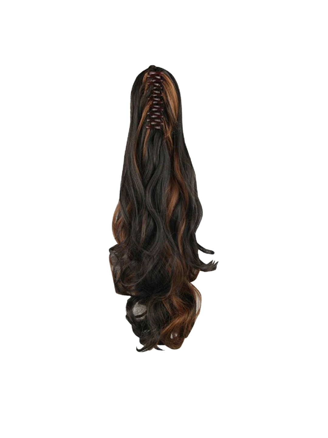 

camola deva Clip-In Wavy Highlight Claw Ponytail Hair Extension - Black & Golden - 12 Inch, Gold