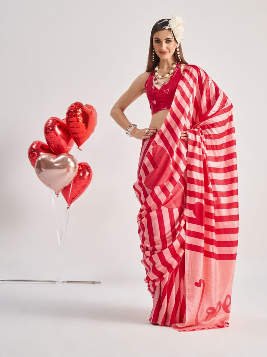 

Suha Satin Saree, Red