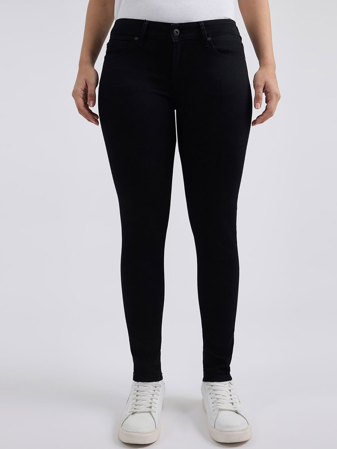 

Pepe Jeans Women Skinny Fit High-Rise Stretchable Jeans, Black