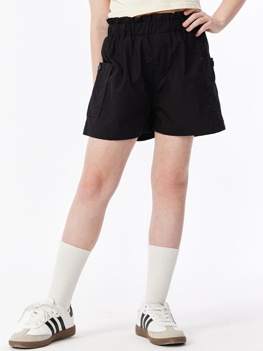 

LULU & SKY Girls High-Rise Relaxed Fit Cargo Shorts, Black
