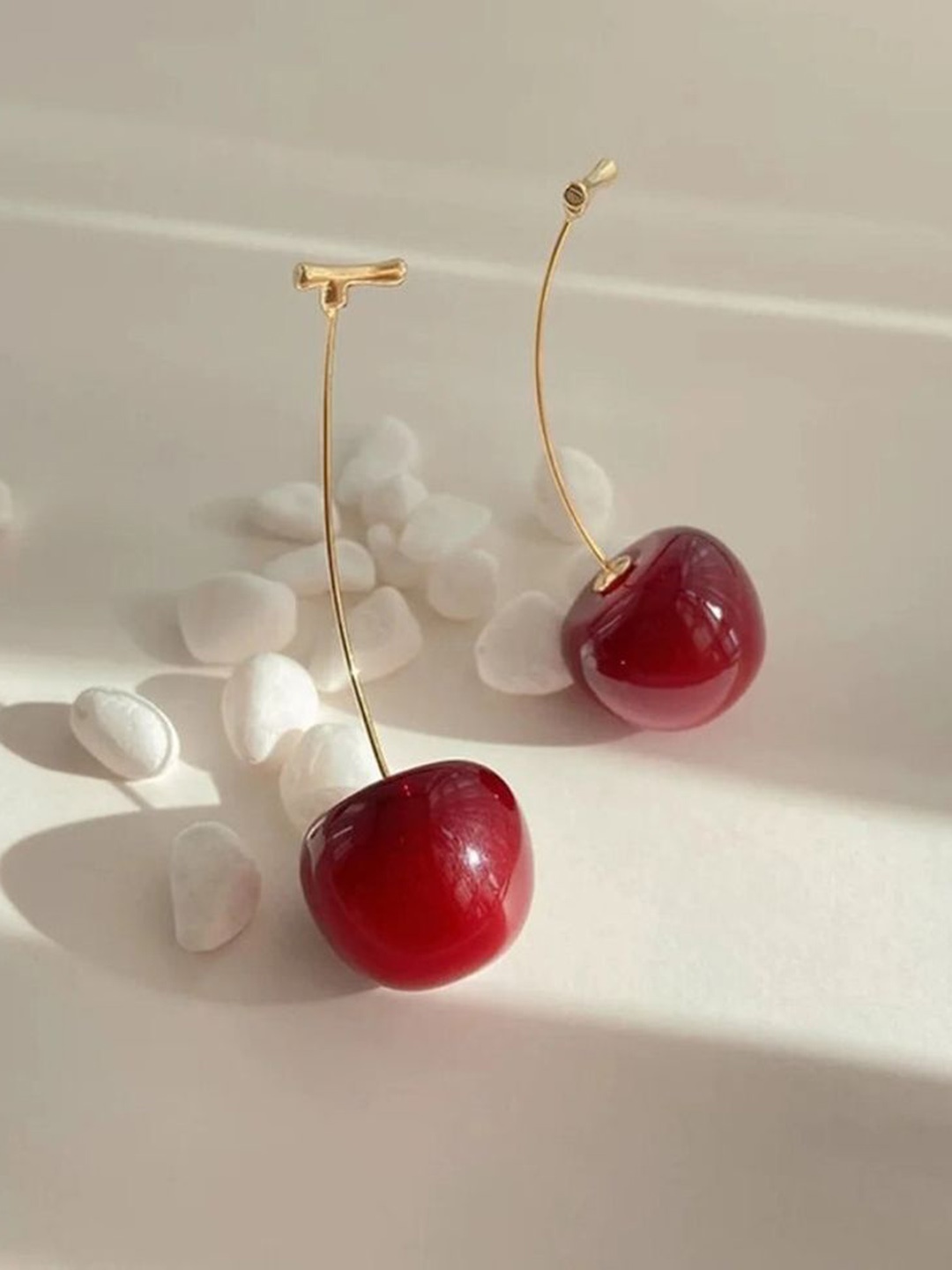 

Celestique Korean Cherry Shaped Drop Earrings, Red