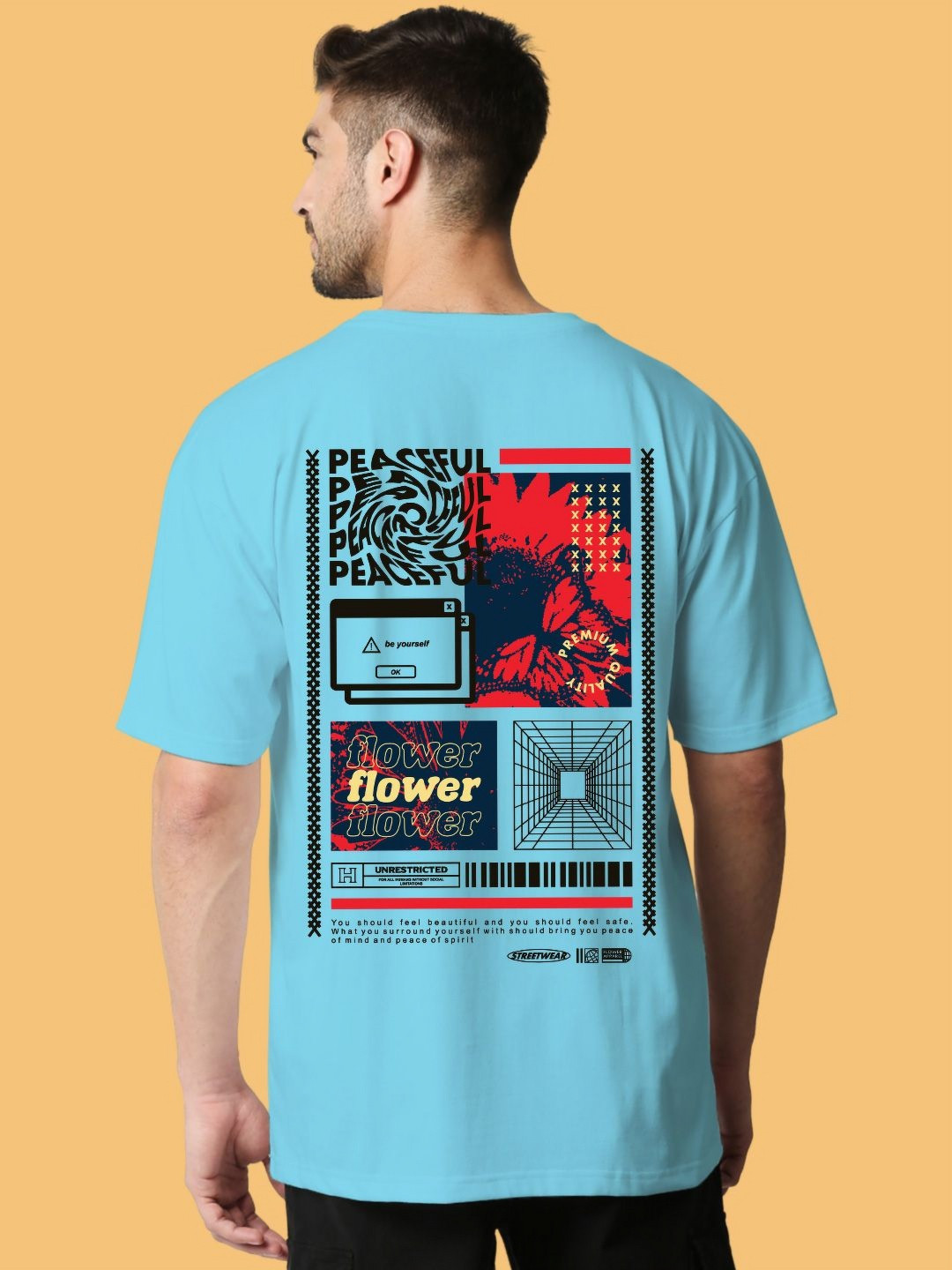 

Wear Your Opinion Men Graphic Printed Round Neck Cotton Oversized T-shirt, Turquoise blue