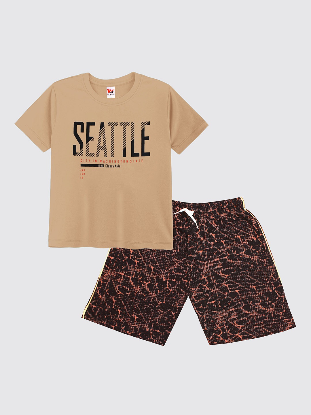 

Tee Weavers Boys Printed Night suit, Beige
