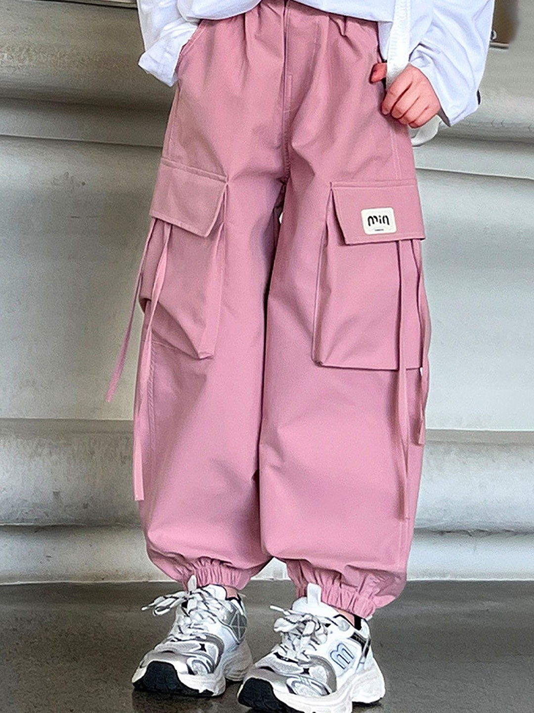 

LULU & SKY Girls Loose Fit Cargos Trousers, Pink