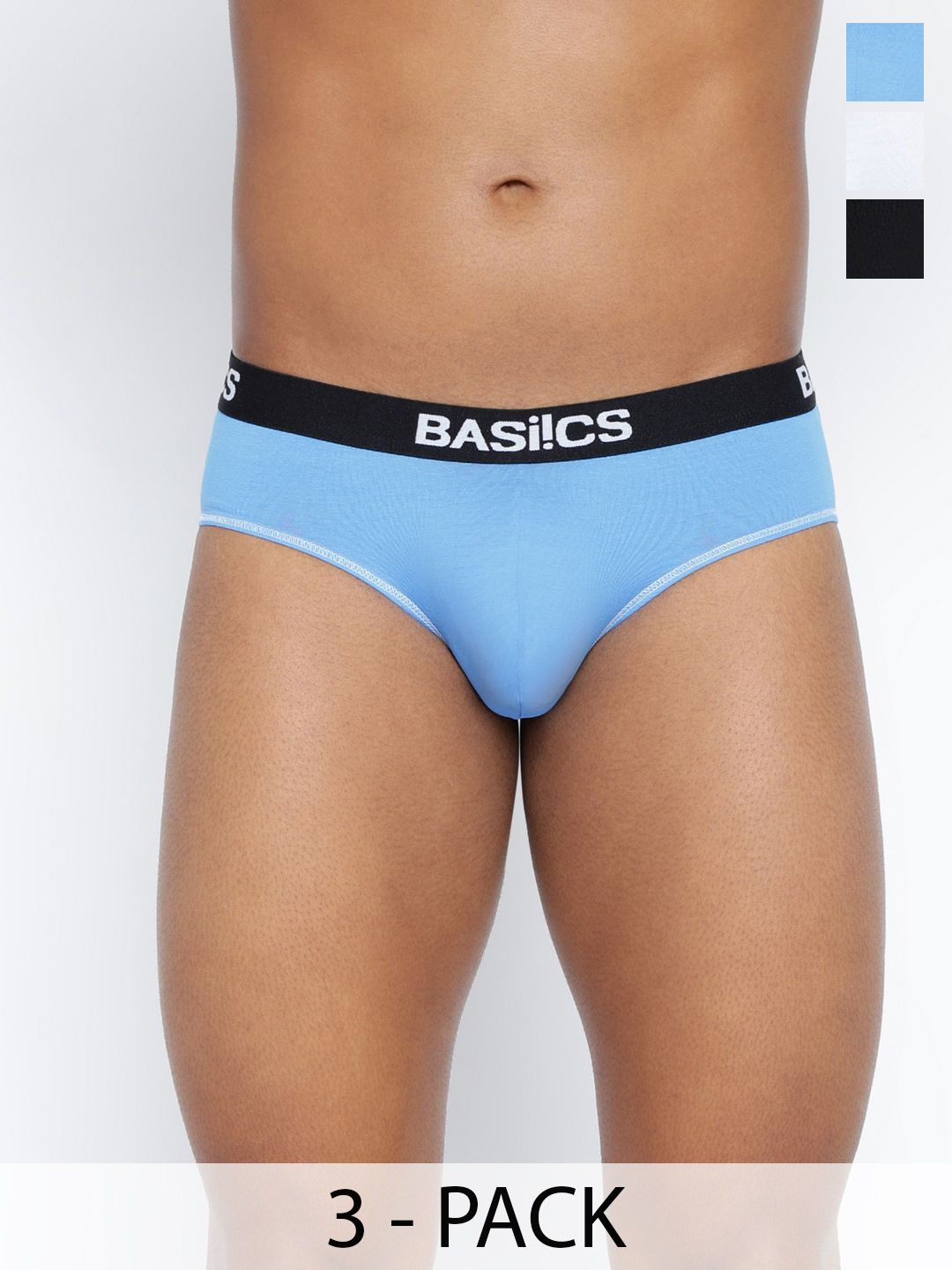 

BASIICS by La Intimo Pack Of 3 Low Rise Basic Briefs - IBCSBR040C125, Black
